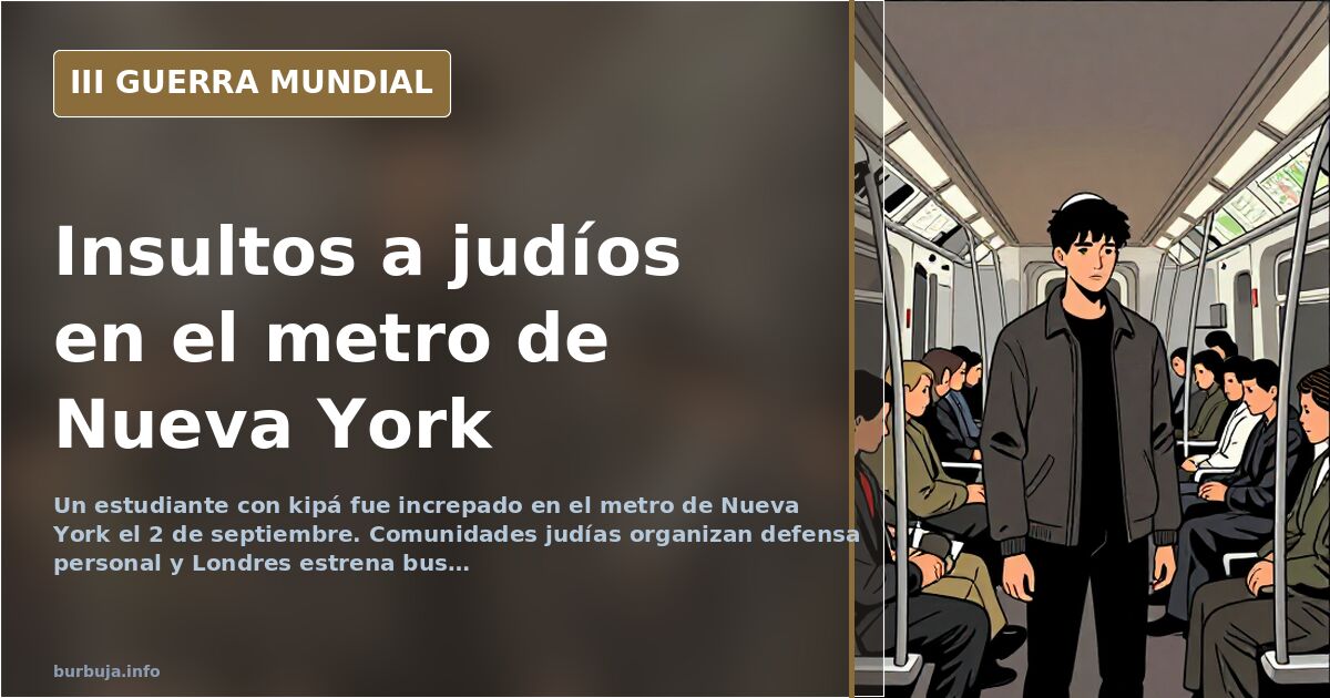 Silueta de un vagón de metro neoyorquino con mapas y equipamiento militar difuminado al fondo, ilustrando el aumento de incid