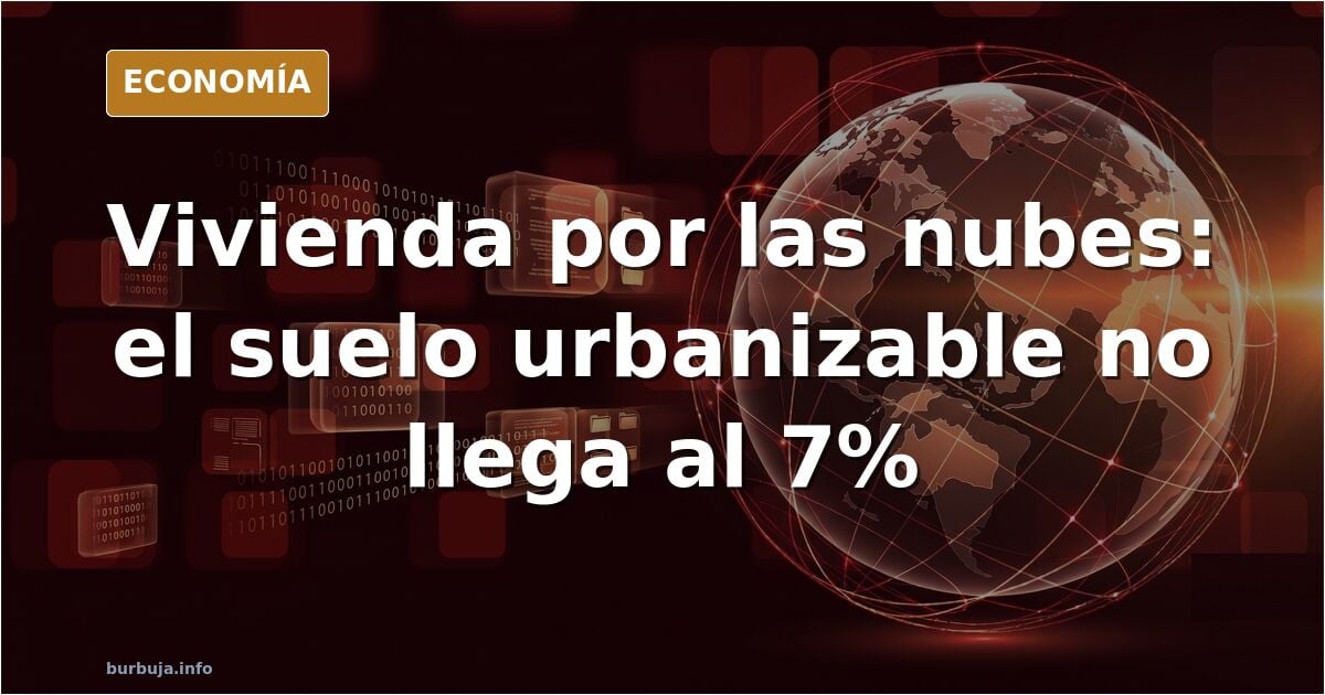 Ilustración editorial de bloques de viviendas apilados sobre una finca de terreno clasificado como no urbanizable
