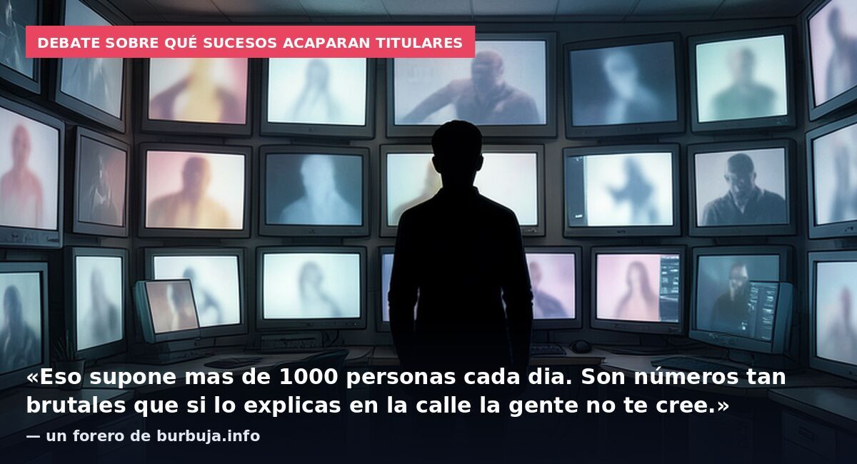 Debate sobre qué sucesos acaparan titulares: «Eso supone mas de 1000 personas cada dia. Son números tan brutales que si lo explicas en la calle la gente no te cree.» — un forero de burbuja.info