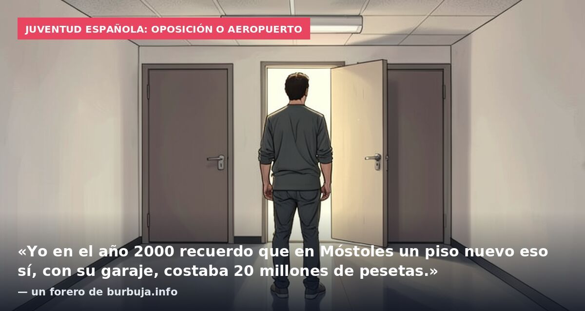 Juventud española: oposición o aeropuerto: «Yo en el año 2000 recuerdo que en Móstoles un piso nuevo eso sí, con su garaje, costaba 20 millones de pesetas.» — un forero de burbuja.info
