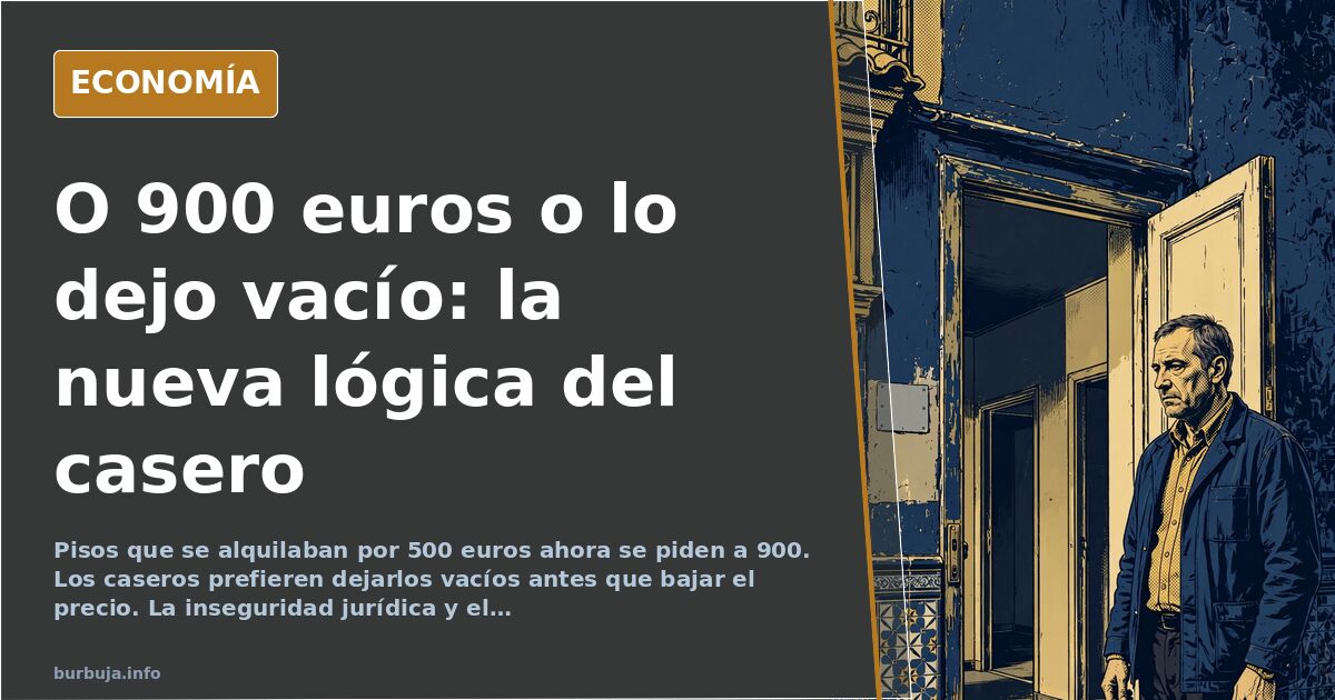Ilustración editorial de un edificio de viviendas con carteles de Se Alquila y ventanas vacías, simbolizando la preferencia d