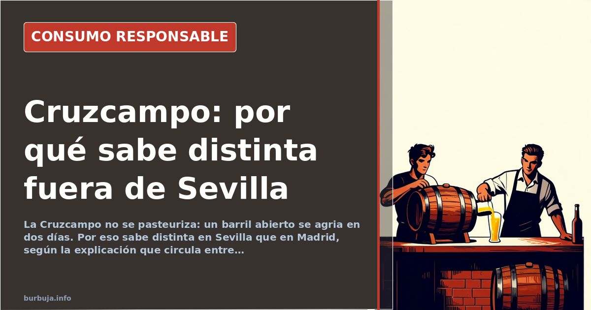 Vaso de cerveza Cruzcampo recién tirada de grifo con espuma cremosa sobre una barra de bar andaluz
