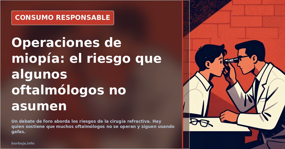 Oftalmólogo revisando un ojo con lámpara de hendidura, en el contexto de las operaciones de miopía y sus riesgos