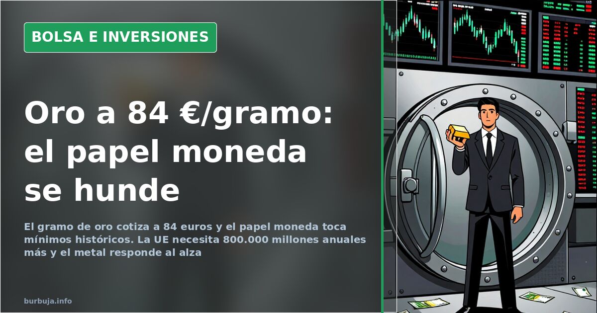 El oro marca 84 €/gramo y el papel moneda toca mínimos
