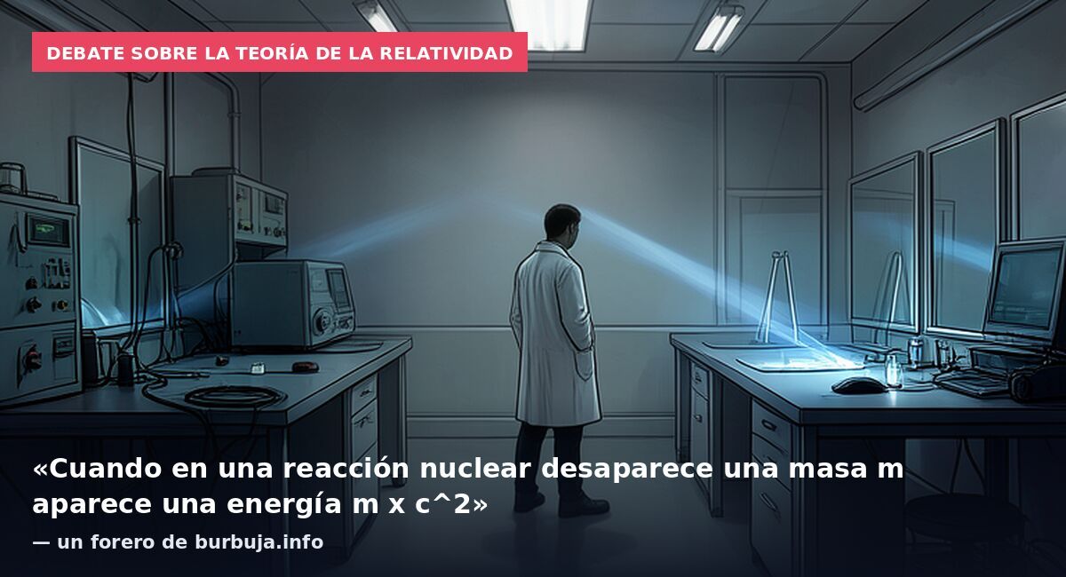Debate sobre la teoría de la relatividad: «Cuando en una reacción nuclear desaparece una masa m aparece una energía m x c^2» — un forero de burbuja.info