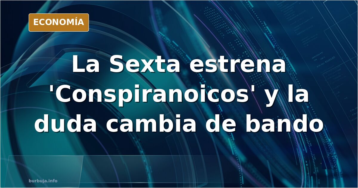 Esquema editorial de un plató de televisión que ilustra el programa sobre desinformación y teorías de la conspiración