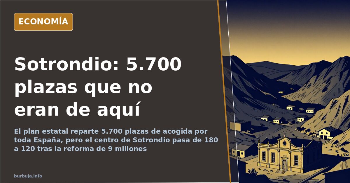Vista de un valle minero asturiano con viviendas dispersas y un antiguo colegio convertido en centro de acogida