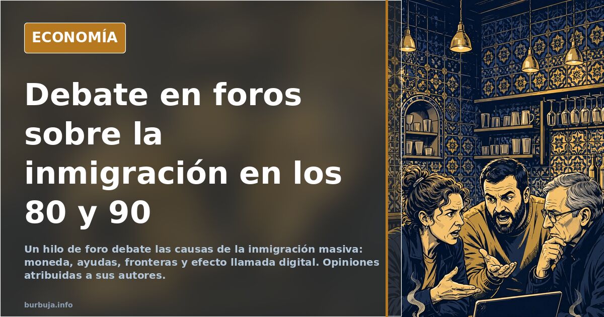 Ilustración editorial de una frontera europea con valla y monedas de peseta y euro simbolizando la inmigración en España