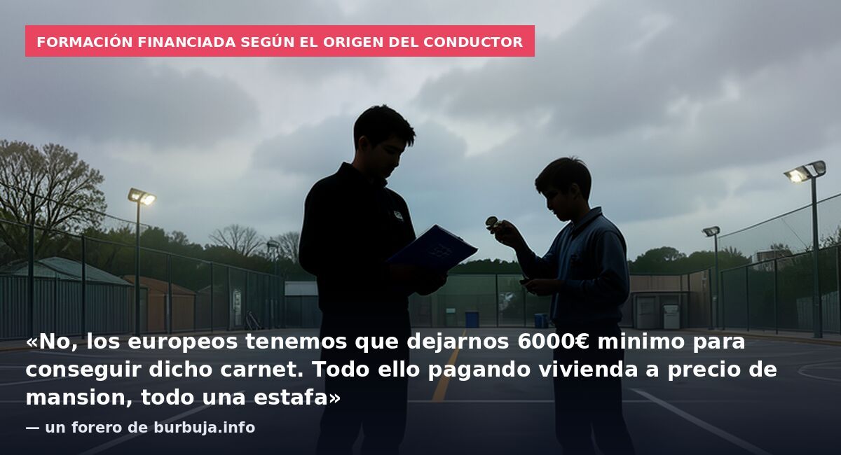 Formación financiada según el origen del conductor: «No, los europeos tenemos que dejarnos 6000€ minimo para conseguir dicho carnet. Todo ello pagando vivienda a precio de mansion, todo una estafa» — un forero de burbuja.info
