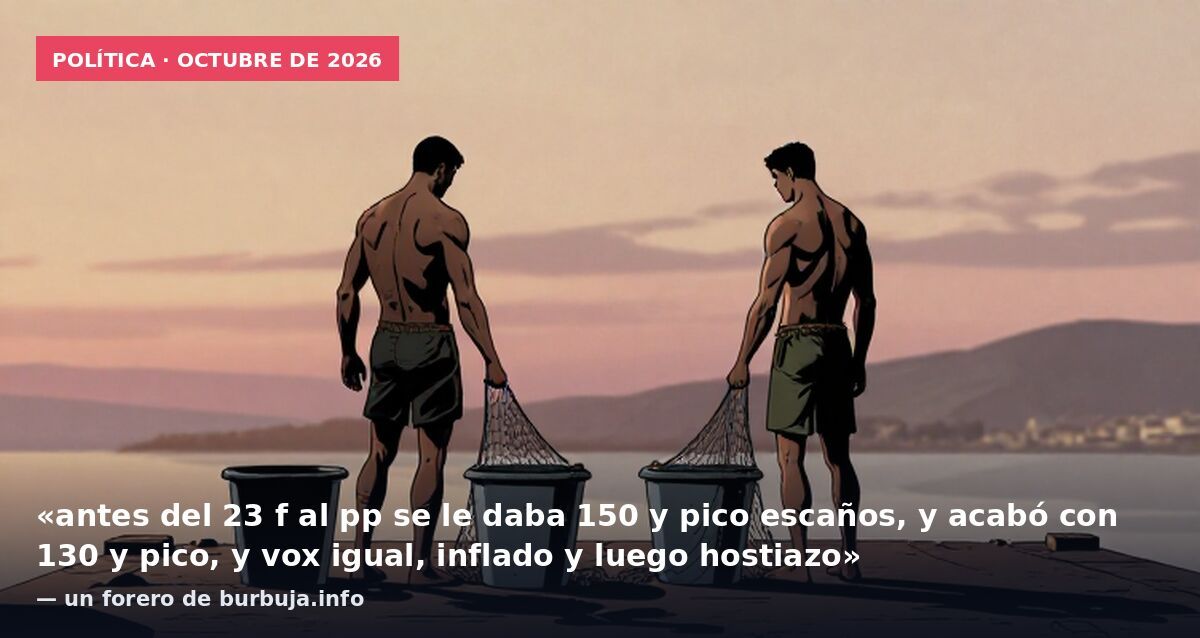 Política · octubre de 2026: «antes del 23 f al pp se le daba 150 y pico escaños, y acabó con 130 y pico, y vox igual, inflado y luego hostiazo» — un forero de burbuja.info