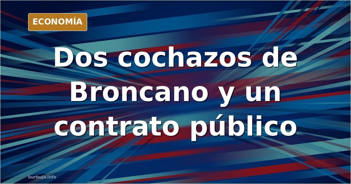 Ilustración editorial de dos coches de lujo aparcados frente a un edificio institucional, símbolo del contrato público de Bro