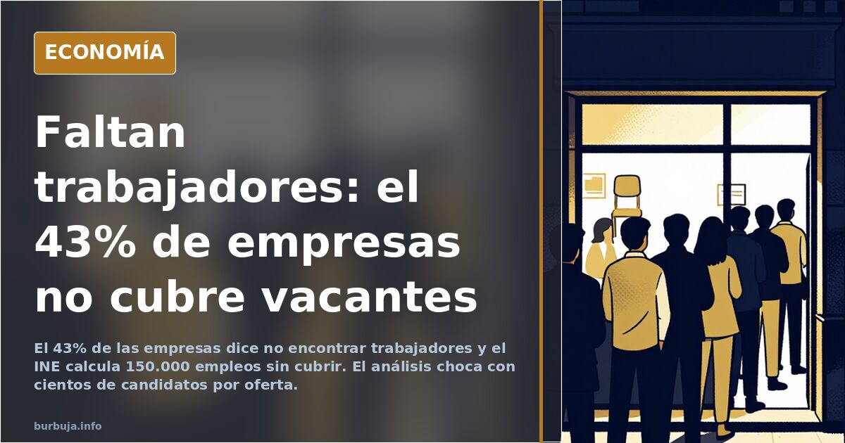 Gráfico editorial sobre vacantes de empleo en España y la falta de trabajadores en empresas privadas