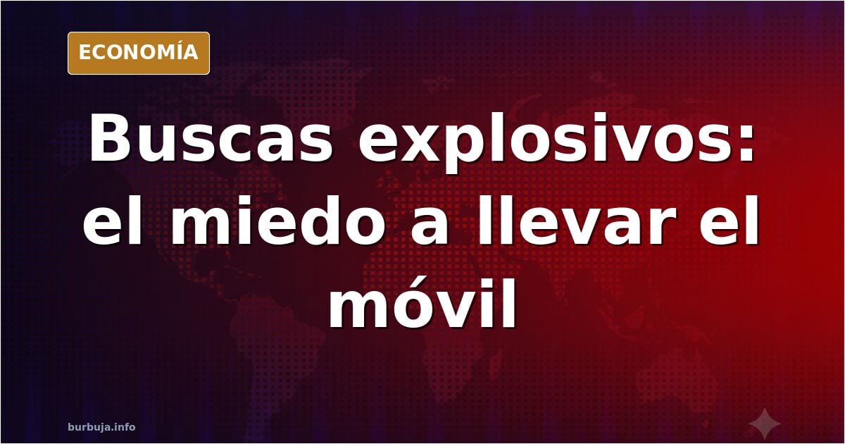 Ilustración editorial de un teléfono móvil con una carga explosiva oculta en su interior, sobre fondo azul marino y dorado