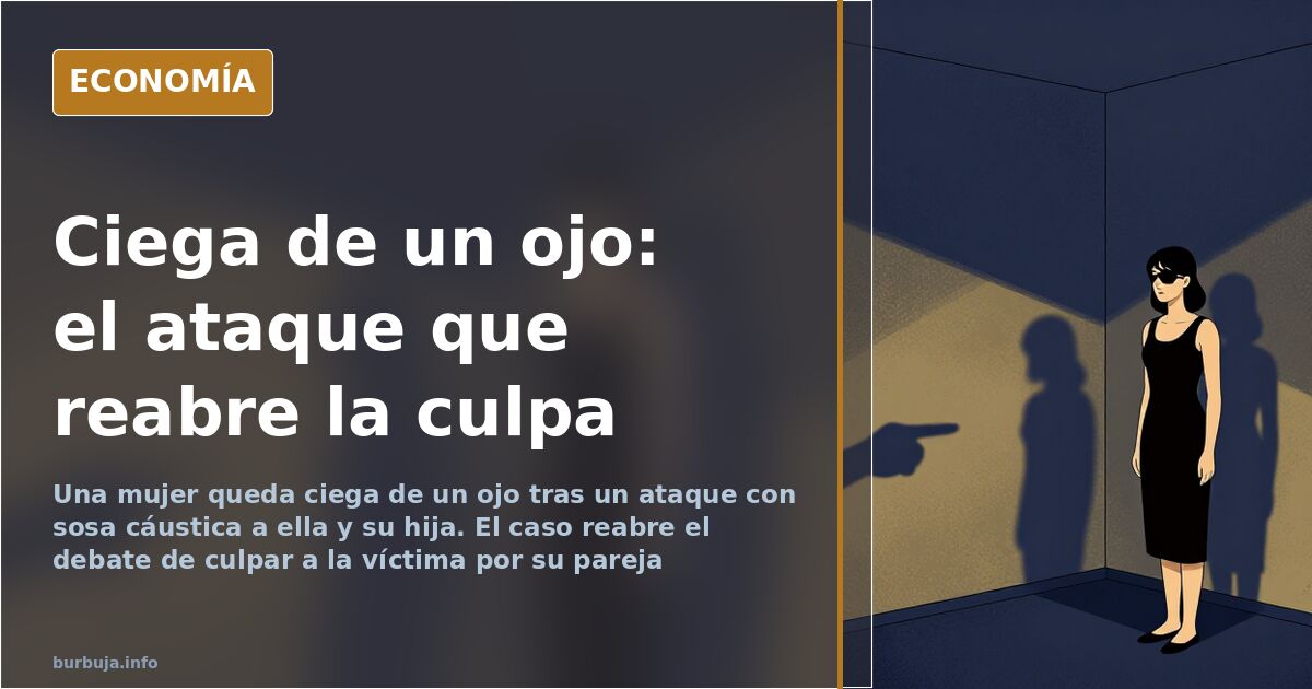 Frasco corrosivo junto a un rostro femenino difuminado en clave editorial, símbolo de la agresión con sosa cáustica