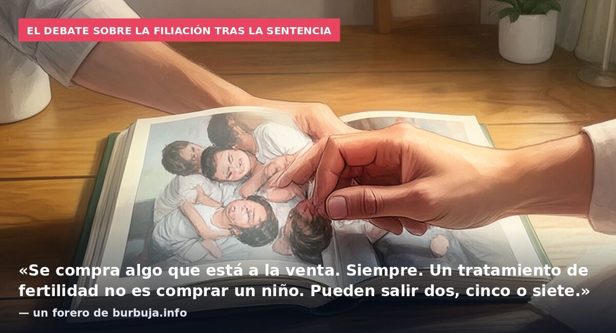 El debate sobre la filiación tras la sentencia: «Se compra algo que está a la venta. Siempre. Un tratamiento de fertilidad no es comprar un niño. Pueden salir dos, cinco o siete.» — un forero de burbuja.info