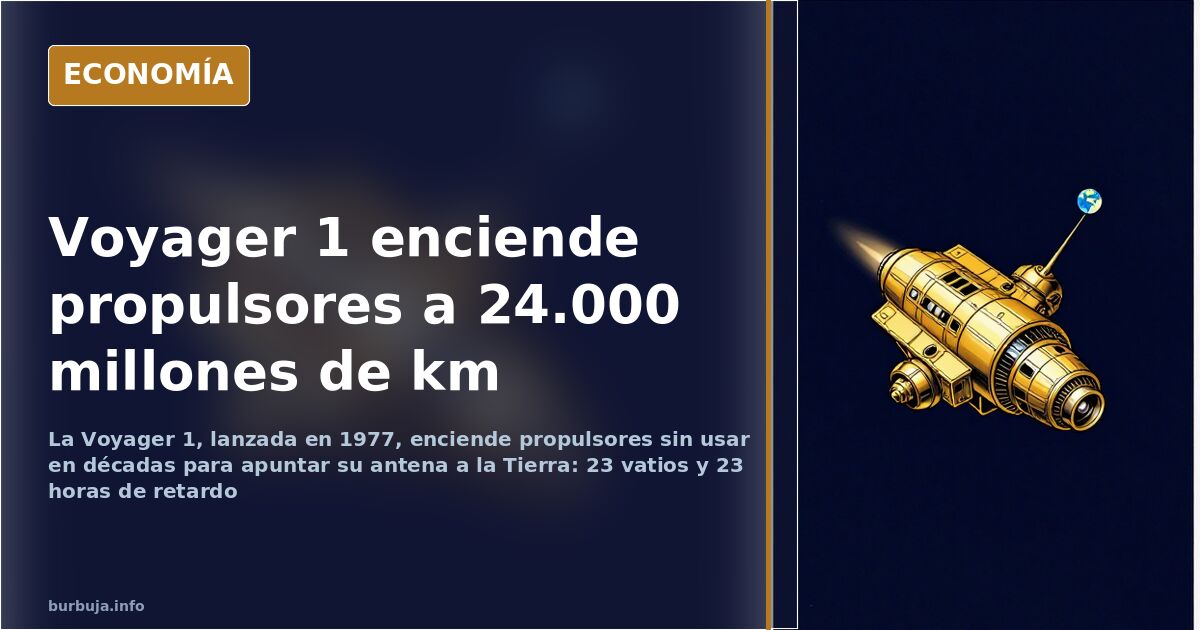 Ilustración de la sonda Voyager 1 con su antena parabólica orientada hacia la Tierra en el espacio profundo