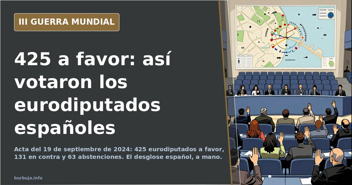 Mapa de Europa con siluetas de misiles de largo alcance y el hemiciclo del Parlamento Europeo al fondo, en tonos desaturados