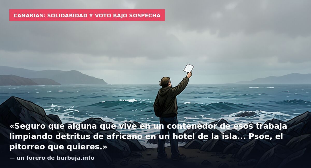 Canarias: solidaridad y voto bajo sospecha: «Seguro que alguna que vive en un contenedor de esos trabaja limpiando detritus de africano en un hotel de la isla... Psoe, el pitorreo que quieres.» — un forero de burbuja.info