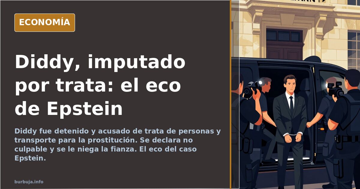 Figura pública esposada camino del tribunal con cámaras al fondo, ilustración editorial sobre el caso Diddy