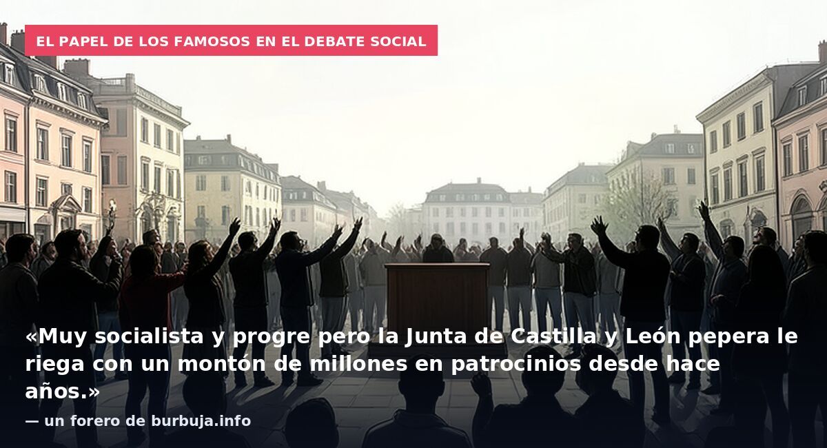 El papel de los famosos en el debate social: «Muy socialista y progre pero la Junta de Castilla y León pepera le riega con un montón de millones en patrocinios desde hace años.» — un forero de burbuja.info