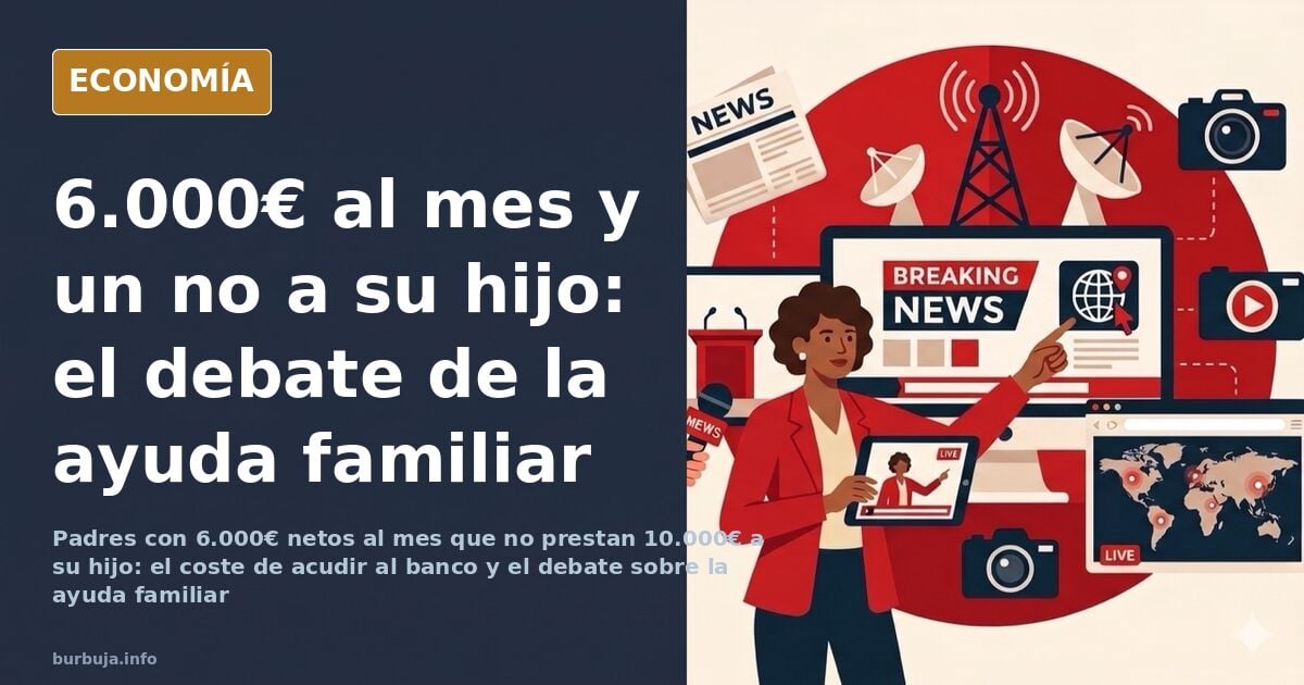 Ilustración editorial de una llave de vivienda y una libreta de ahorros sobre fondo azul marino, símbolo del préstamo familia