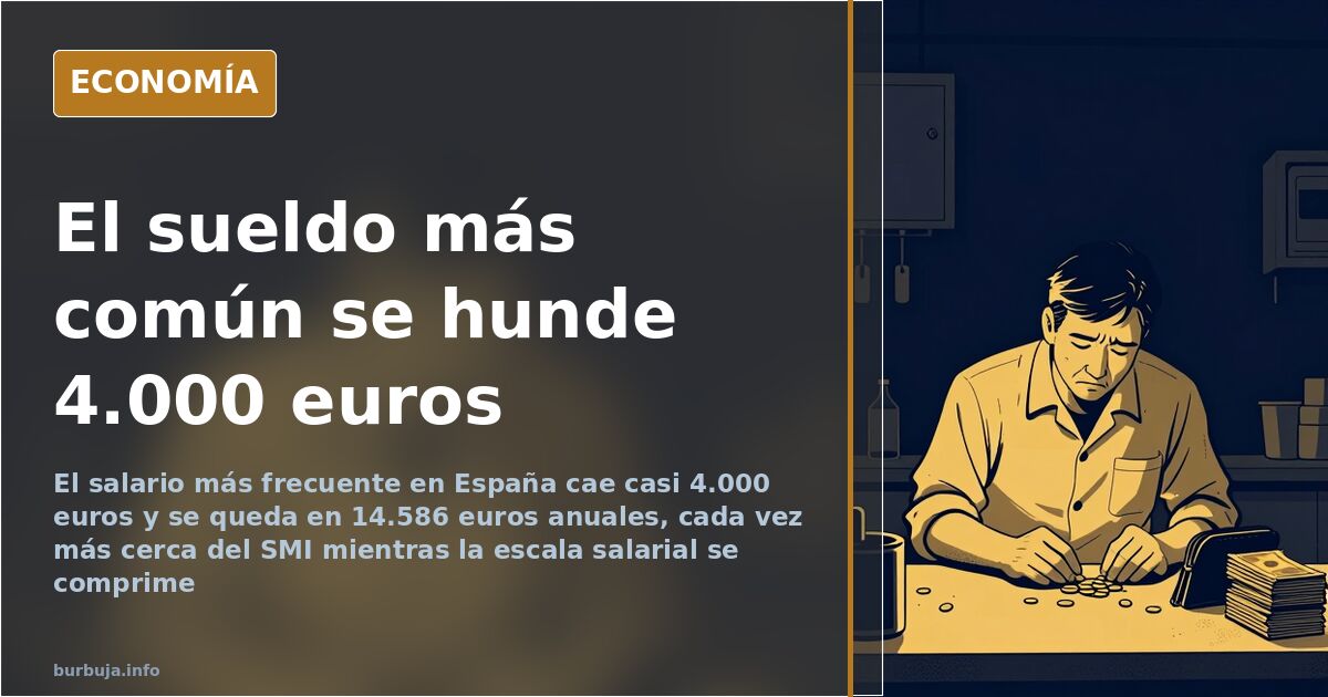 El salario más frecuente cae 4.000 euros y roza el SMI