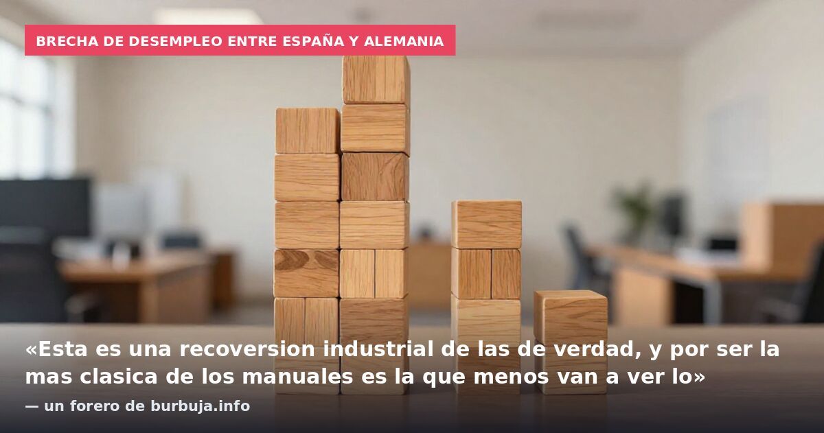 Brecha de desempleo entre España y Alemania: «Esta es una recoversion industrial de las de verdad, y por ser la mas clasica de los manuales es la que menos van a ver lo» — un forero de burbuja.info