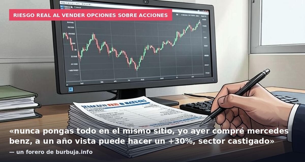 Riesgo real al vender opciones sobre acciones: «nunca pongas todo en el mismo sitio, yo ayer compré mercedes benz, a un año vista puede hacer un +30%, sector castigado» — un forero de burbuja.info