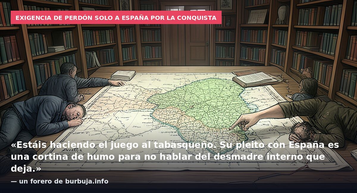Exigencia de perdón solo a España por la conquista: «Estáis haciendo el juego al tabasqueño. Su pleito con España es una cortina de humo para no hablar del desmadre interno que deja.» — un forero de burbuja.info