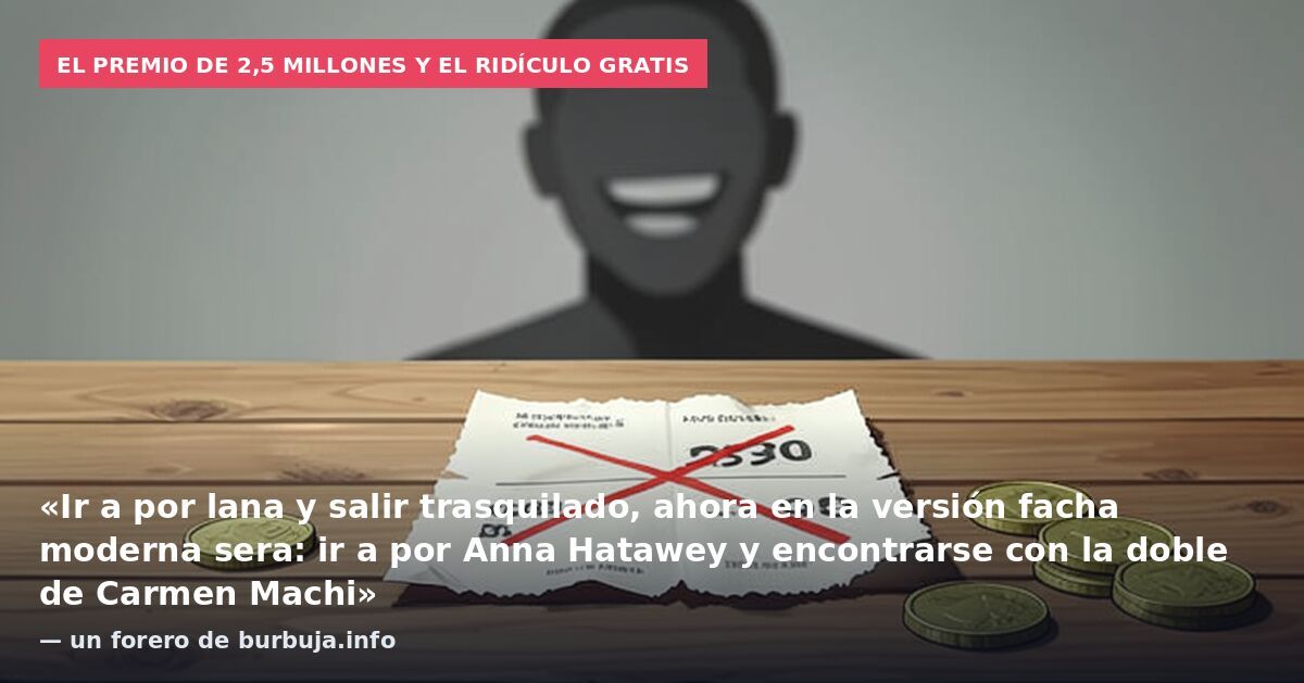 El premio de 2,5 millones y el ridículo gratis: «Ir a por lana y salir trasquilado, ahora en la versión facha moderna sera: ir a por Anna Hatawey y encontrarse con la doble de Carmen Machi» — un forero de burbuja.info