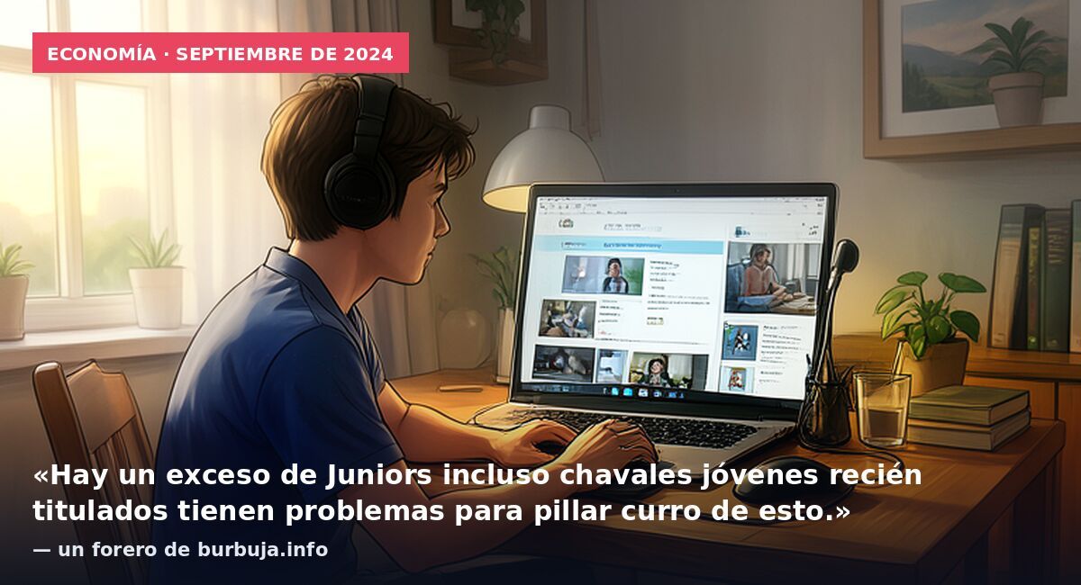 Economía · septiembre de 2024: «Hay un exceso de Juniors incluso chavales jóvenes recién titulados tienen problemas para pillar curro de esto.» — un forero de burbuja.info