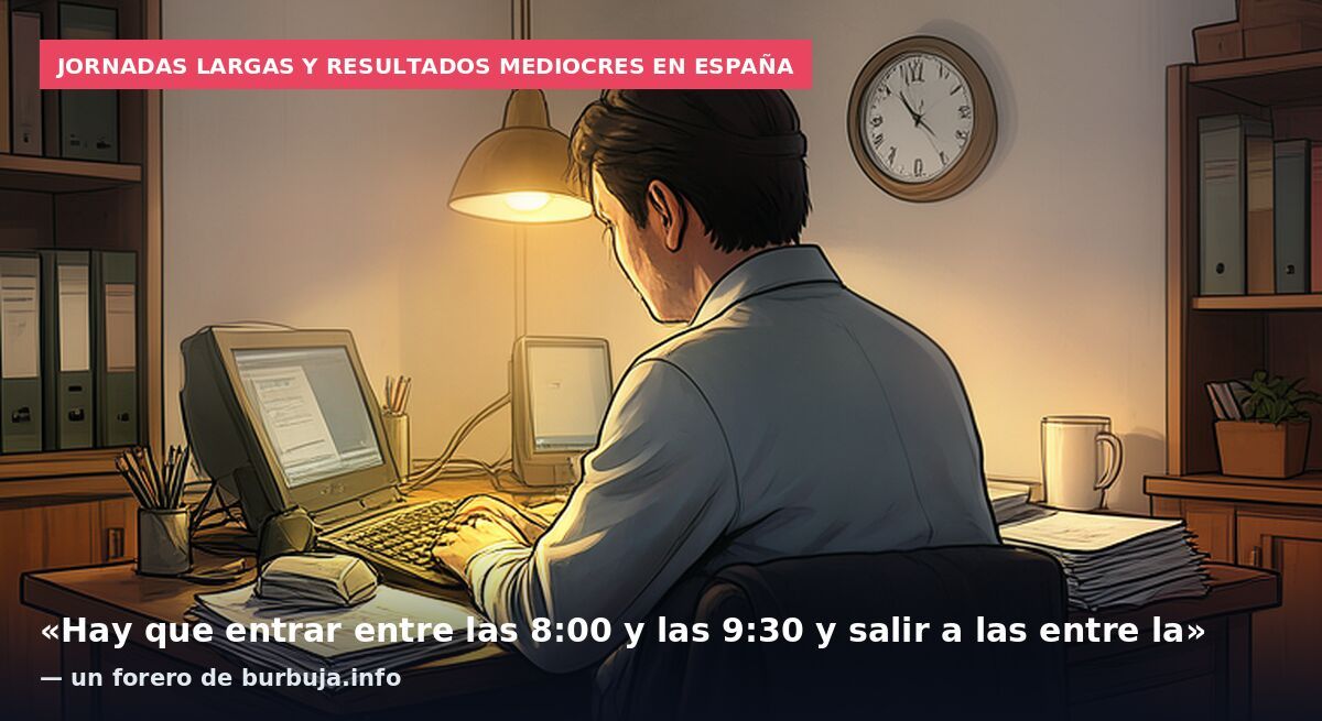 Jornadas largas y resultados mediocres en España: «Hay que entrar entre las 8:00 y las 9:30 y salir a las entre la» — un forero de burbuja.info