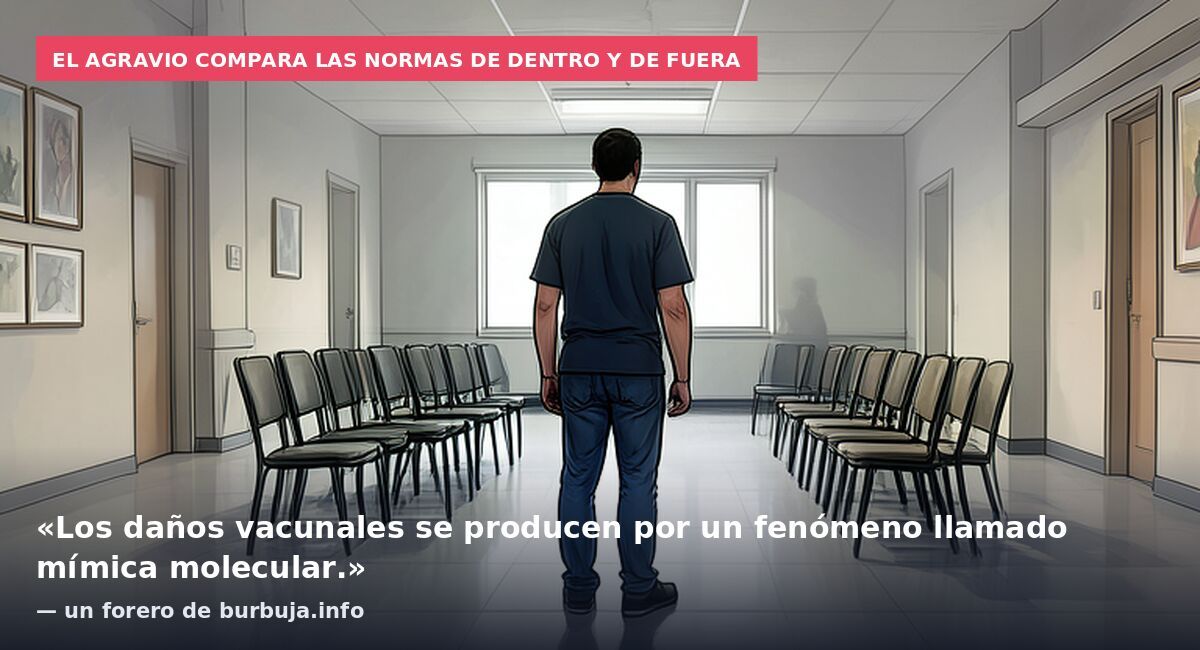 El agravio compara las normas de dentro y de fuera: «Los daños vacunales se producen por un fenómeno llamado mímica molecular.» — un forero de burbuja.info