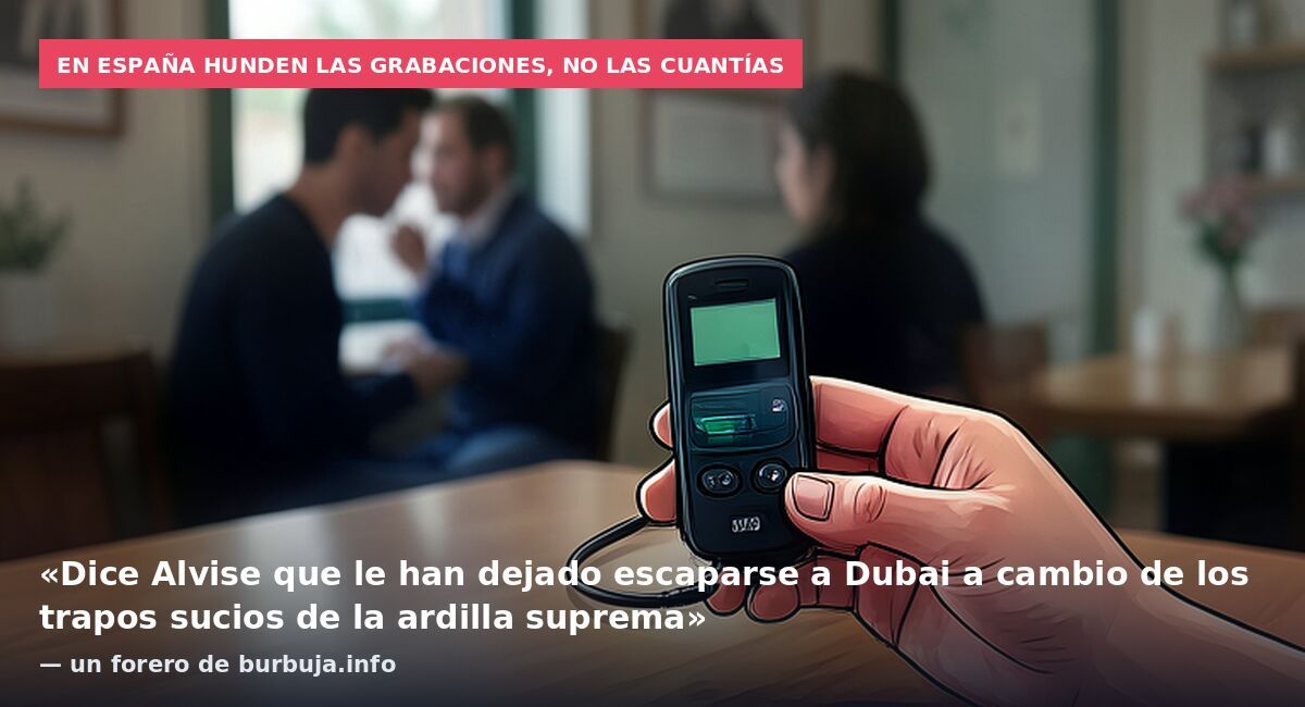En España hunden las grabaciones, no las cuantías: «Dice Alvise que le han dejado escaparse a Dubai a cambio de los trapos sucios de la ardilla suprema» — un forero de burbuja.info