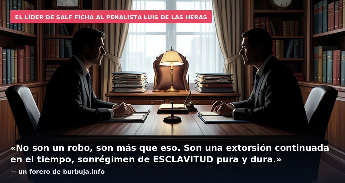 El líder de SALF ficha al penalista Luis de las Heras: «No son un robo, son más que eso. Son una extorsión continuada en el tiempo, sonrégimen de ESCLAVITUD pura y dura.» — un forero de burbuja.info
