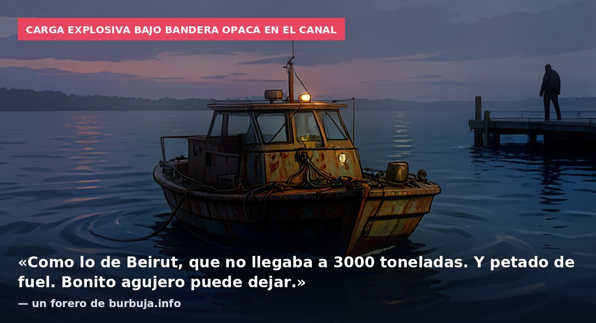 Carga explosiva bajo bandera opaca en el canal: «Como lo de Beirut, que no llegaba a 3000 toneladas. Y petado de fuel. Bonito agujero puede dejar.» — un forero de burbuja.info
