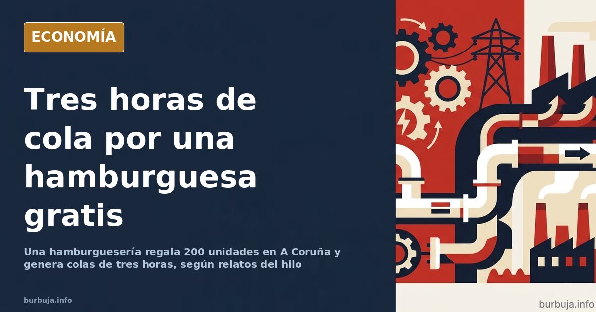 Cola de personas esperando en la calle San Andrés de A Coruña para conseguir una hamburguesa gratis en la inauguración de un 
