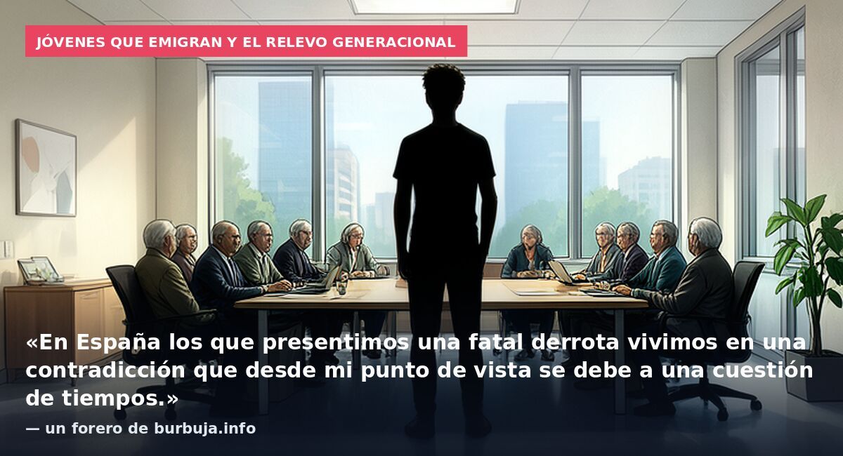 Jóvenes que emigran y el relevo generacional: «En España los que presentimos una fatal derrota vivimos en una contradicción que desde mi punto de vista se debe a una cuestión de tiempos.» — un forero de burbuja.info