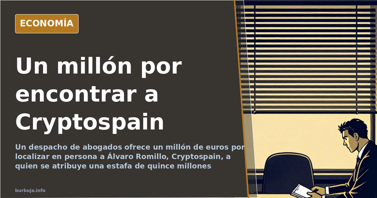 Ilustración editorial de un hombre con mascarilla y gafas de sol junto a una pancarta de recompensa con la cifra de un millón