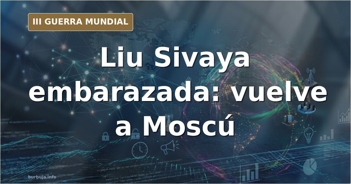 Silueta de una periodista embarazada frente a un mapa de Europa del Este, con equipo militar y humo lejano