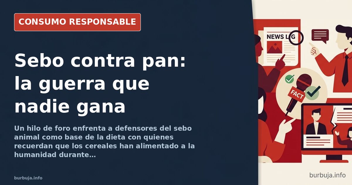 Plato con pan, arroz y un trozo de sebo animal sobre una mesa de madera