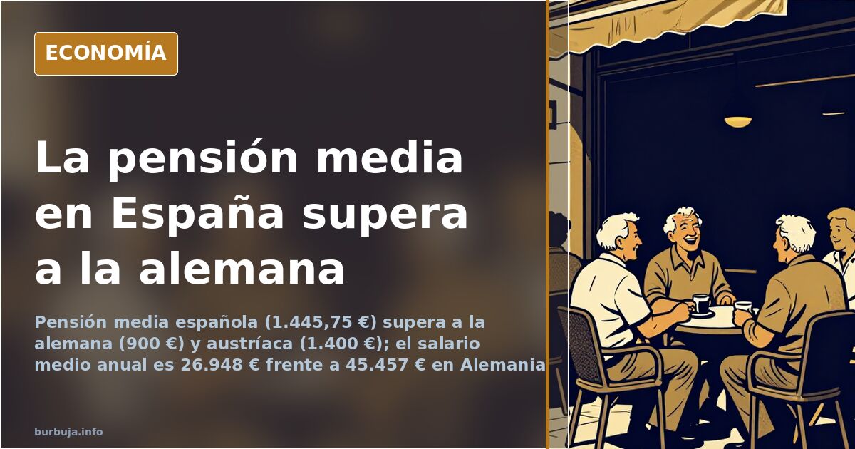 Comparativa en barras del salario medio anual bruto de España, Suecia, Alemania, Austria y Países Bajos sobre fondo azul mari