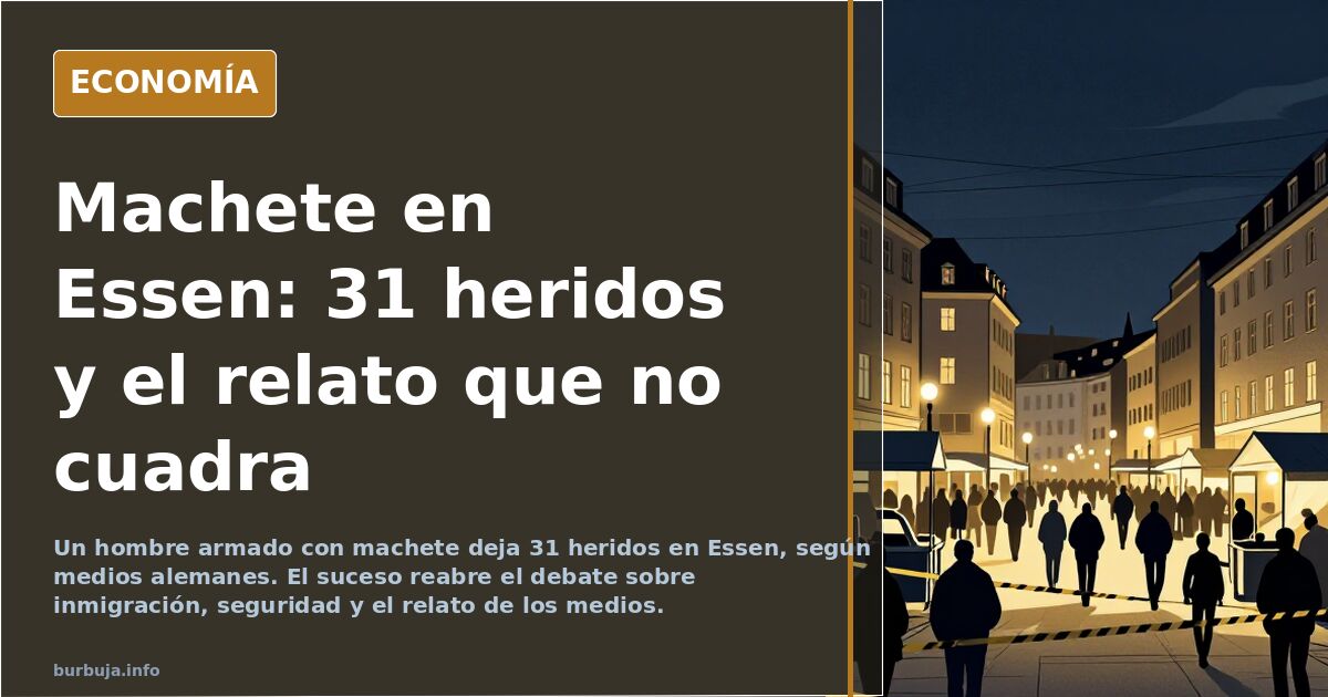 Ataque con machete en Essen deja 31 heridos, según medios alemanes