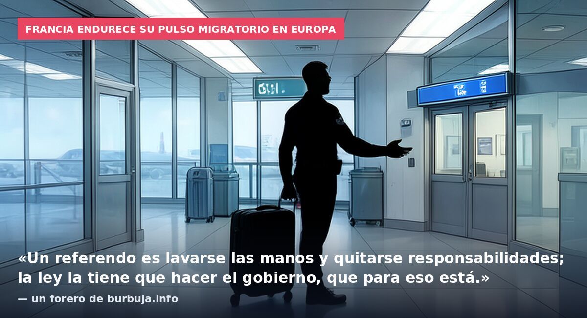 Francia endurece su pulso migratorio en Europa: «Un referendo es lavarse las manos y quitarse responsabilidades; la ley la tiene que hacer el gobierno, que para eso está.» — un forero de burbuja.info