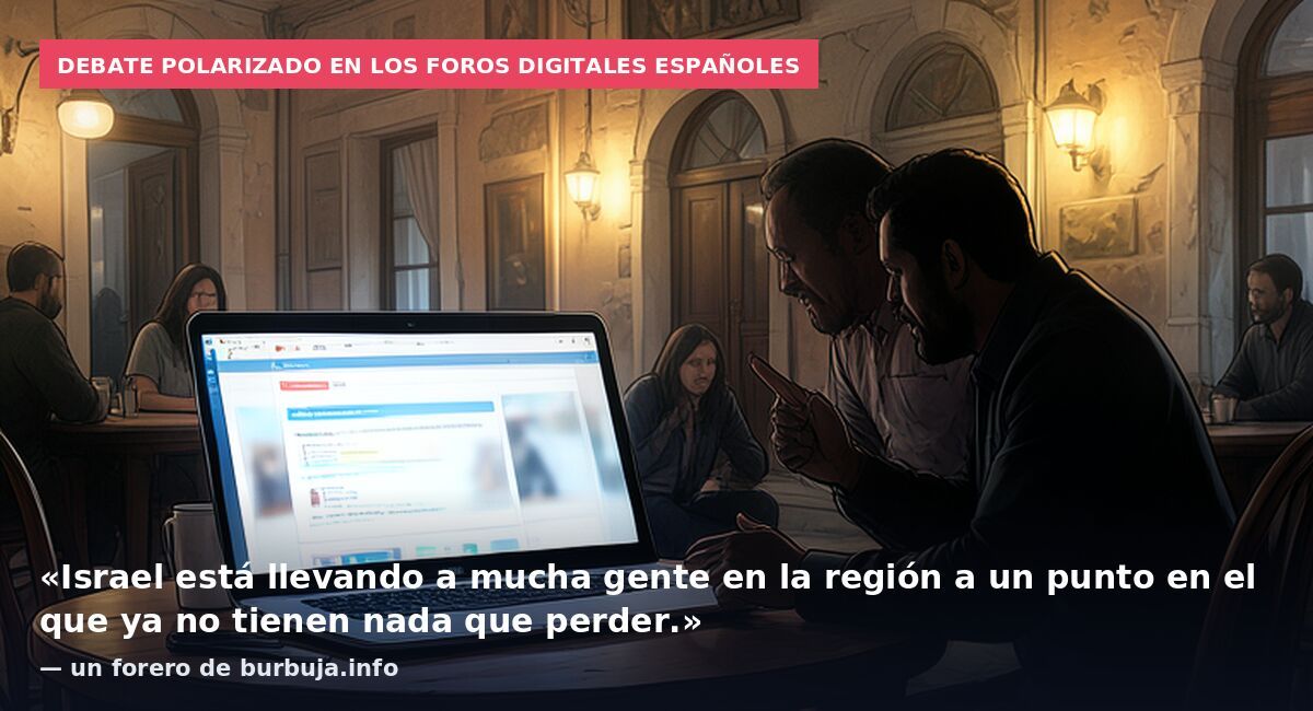 Debate polarizado en los foros digitales españoles: «Israel está llevando a mucha gente en la región a un punto en el que ya no tienen nada que perder.» — un forero de burbuja.info