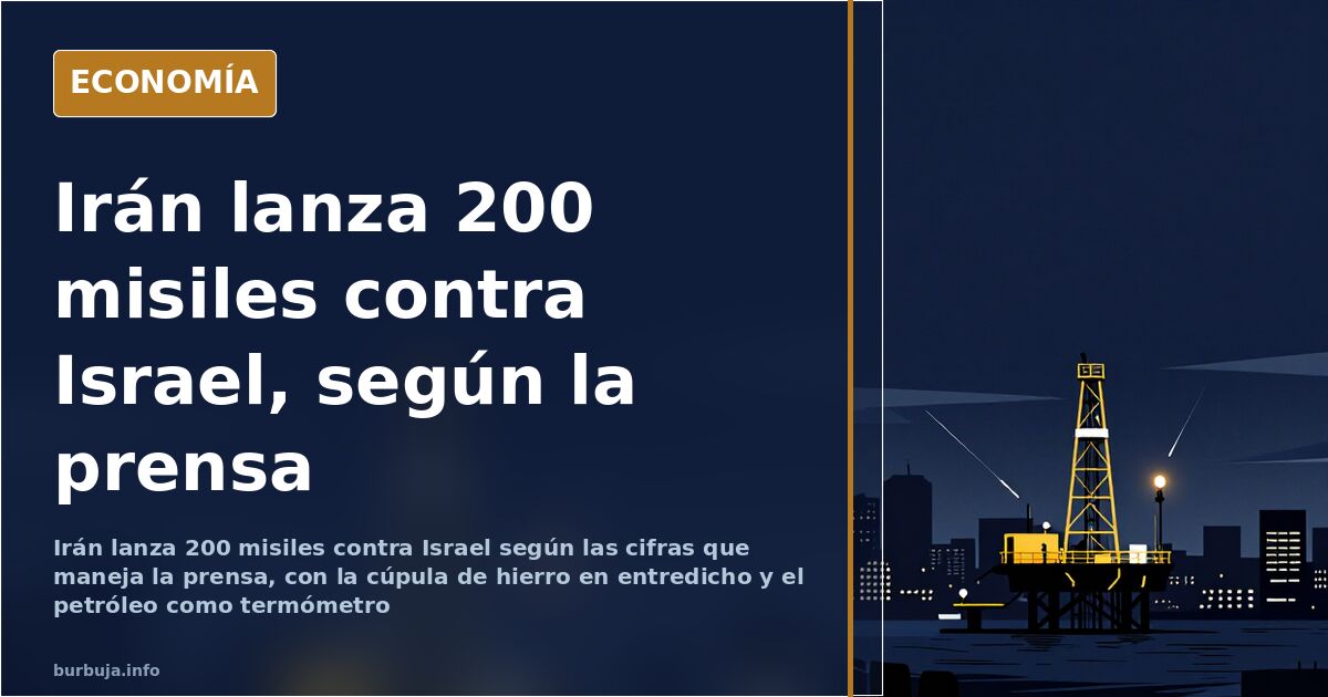 Misiles surcando el cielo nocturno de Israel durante el ataque, con la cúpula de hierro en acción sobre la ciudad