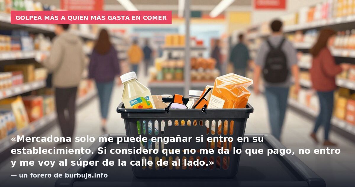 Golpea más a quien más gasta en comer: «Mercadona solo me puede engañar si entro en su establecimiento. Si considero que no me da lo que pago, no entro y me voy al súper de la calle de al lado.» — un forero de burbuja.info