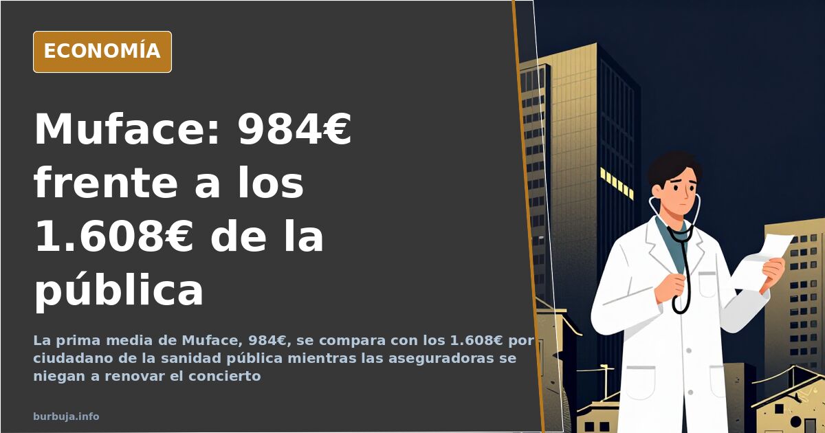 Facultativo con bata en un pasillo hospitalario junto a formularios del concierto de Muface y expedientes de mutualistas