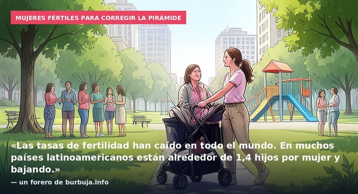 Mujeres fértiles para corregir la pirámide: «Las tasas de fertilidad han caído en todo el mundo. En muchos países latinoamericanos están alrededor de 1,4 hijos por mujer y bajando.» — un forero de burbuja.info