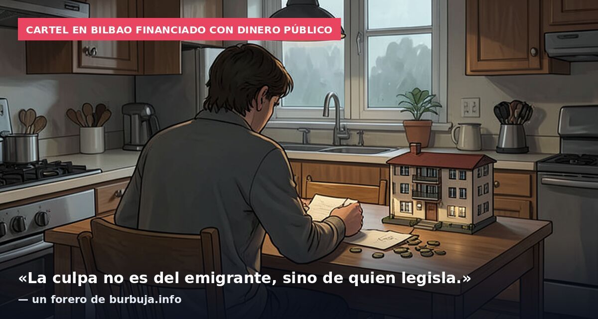 Cartel en Bilbao financiado con dinero público: «La culpa no es del emigrante, sino de quien legisla.» — un forero de burbuja.info